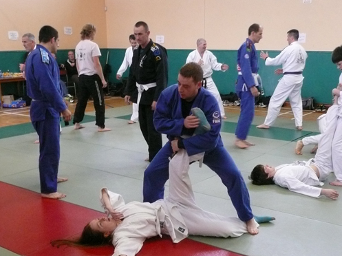 Class doing defense against Mae Geri