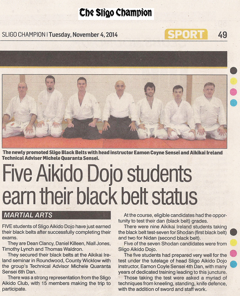 Sligo Champion Dan article October 2014